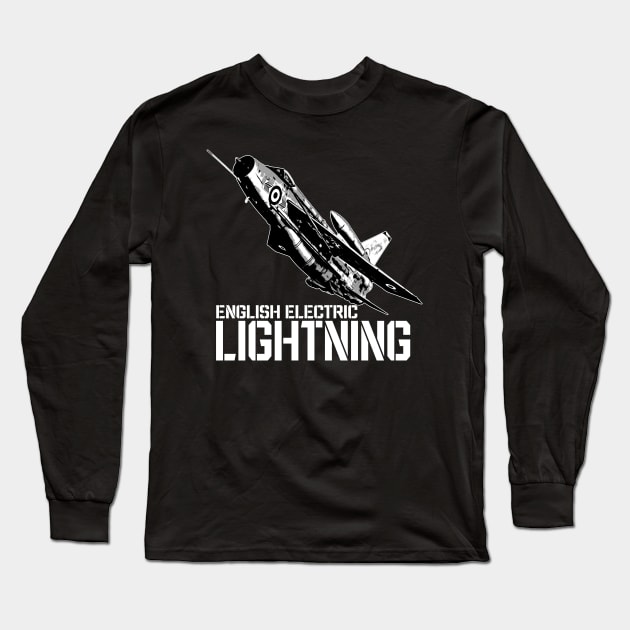 English Electric RAF Lightning UK Jet Fighter Aircraft Airplane Plane Long Sleeve T-Shirt by BeesTeez